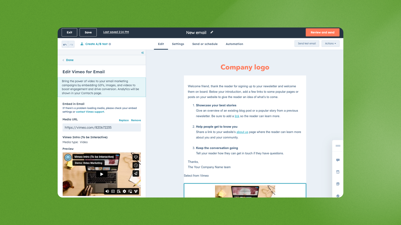 Easily drag and drop into your HubSpot materials